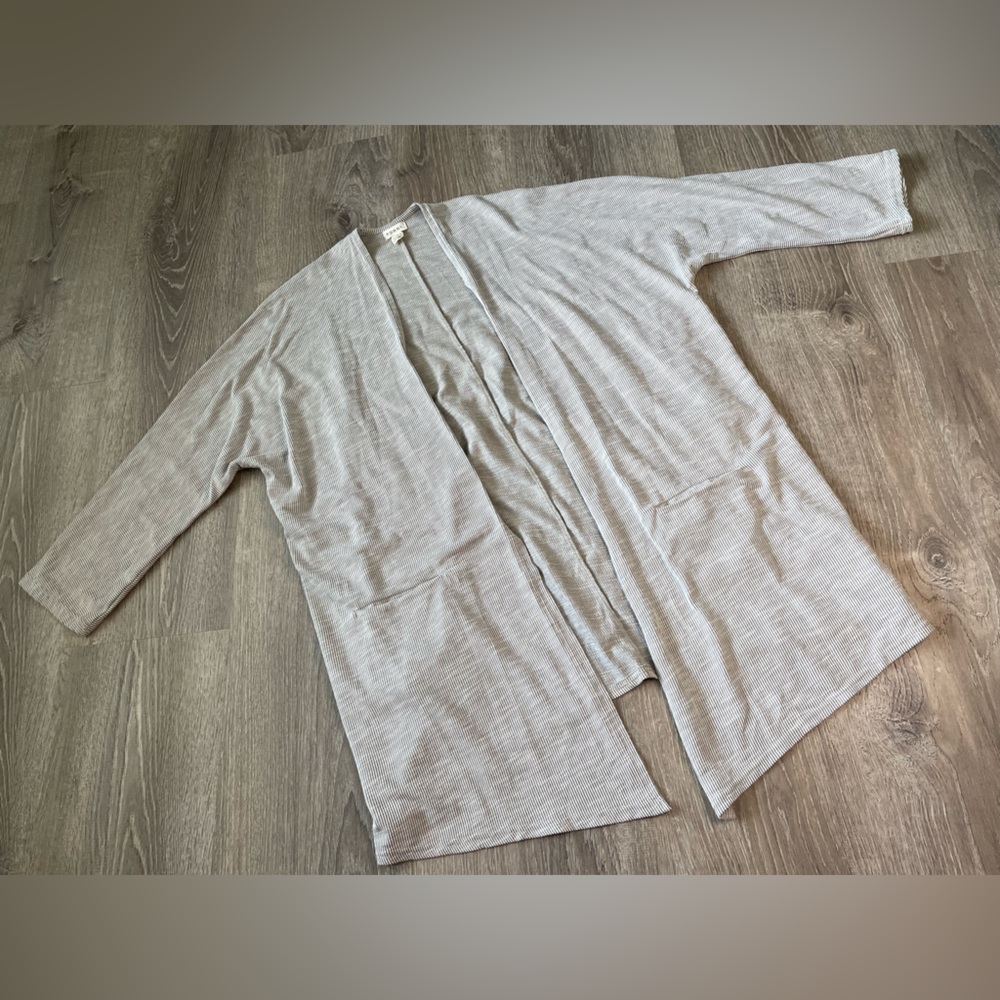 Donni One Size Womens Neutral Grey Long Open Front Cardigan